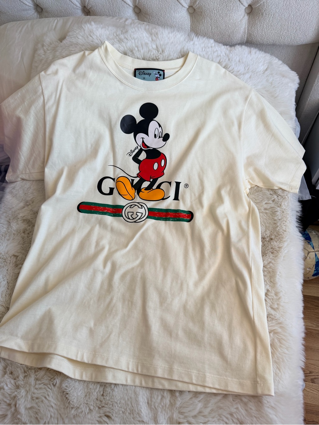 Cream Mickey Graphic Short Sleeve Tee For Kids